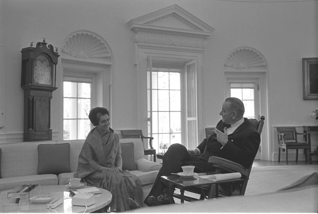 Indira Gandhi and Lyndon Baines Johnson