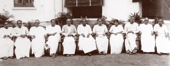Kerala's Council of Ministers, 1957, led by EMS Namboodiripad. One of the first democratically elected state governments of the world, it was dismissed in 1959 by the Central Government. 