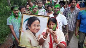 Mamata Banerjee's image being carried at a protest march in Singur. Photo Credit: AITC Official. 