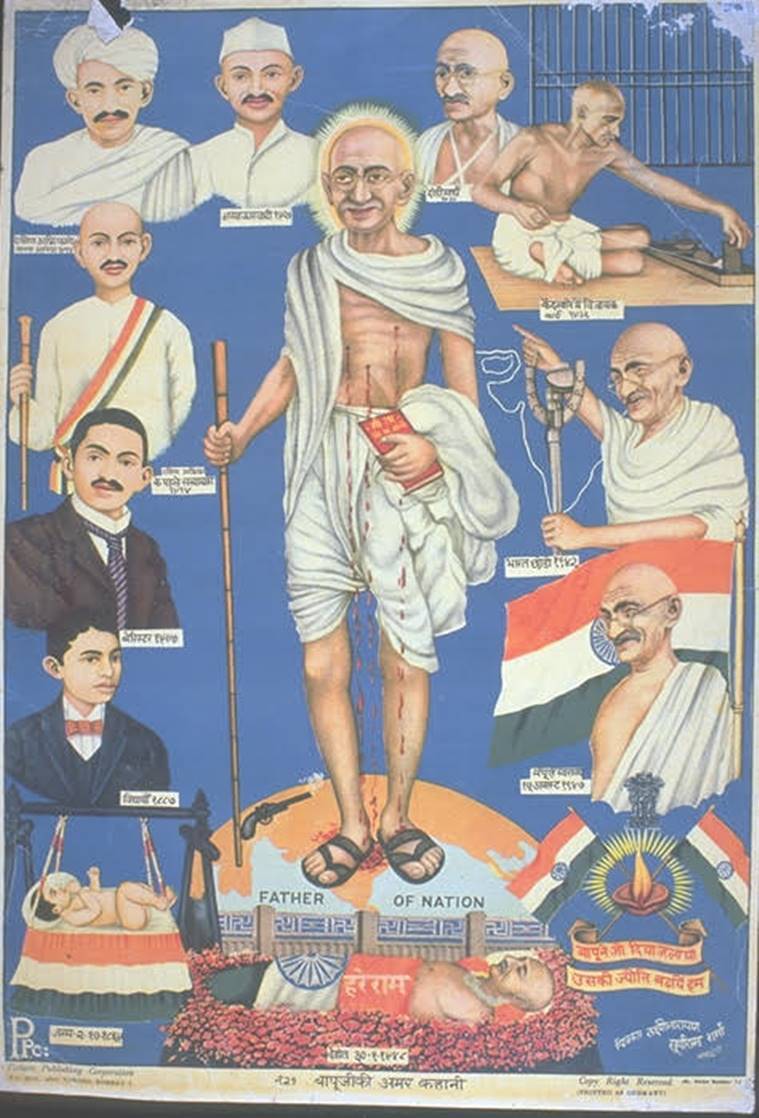 Gandhi’s assassination in poster art (Picture provided by Sumathy Ramaswamy)